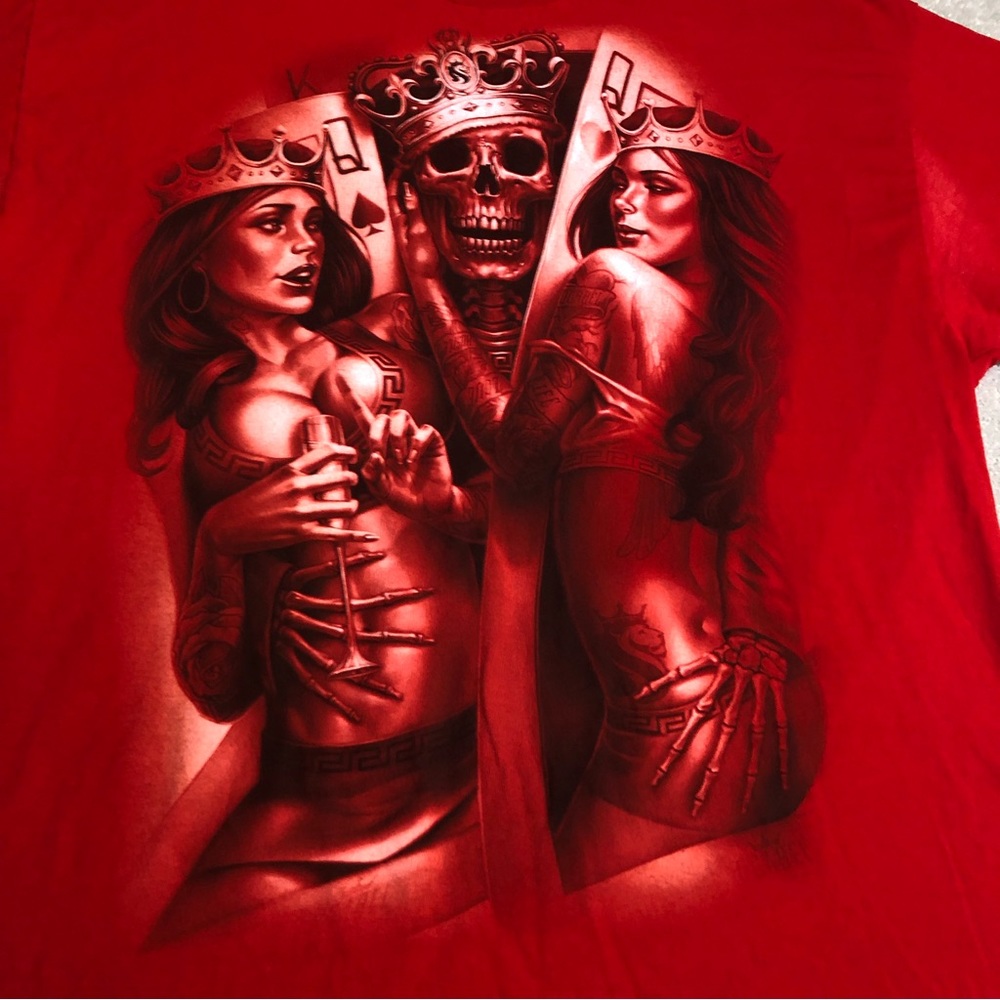 OG Abel Double Sided AOP Skull Skeleton Playing Cards Queens Shirt